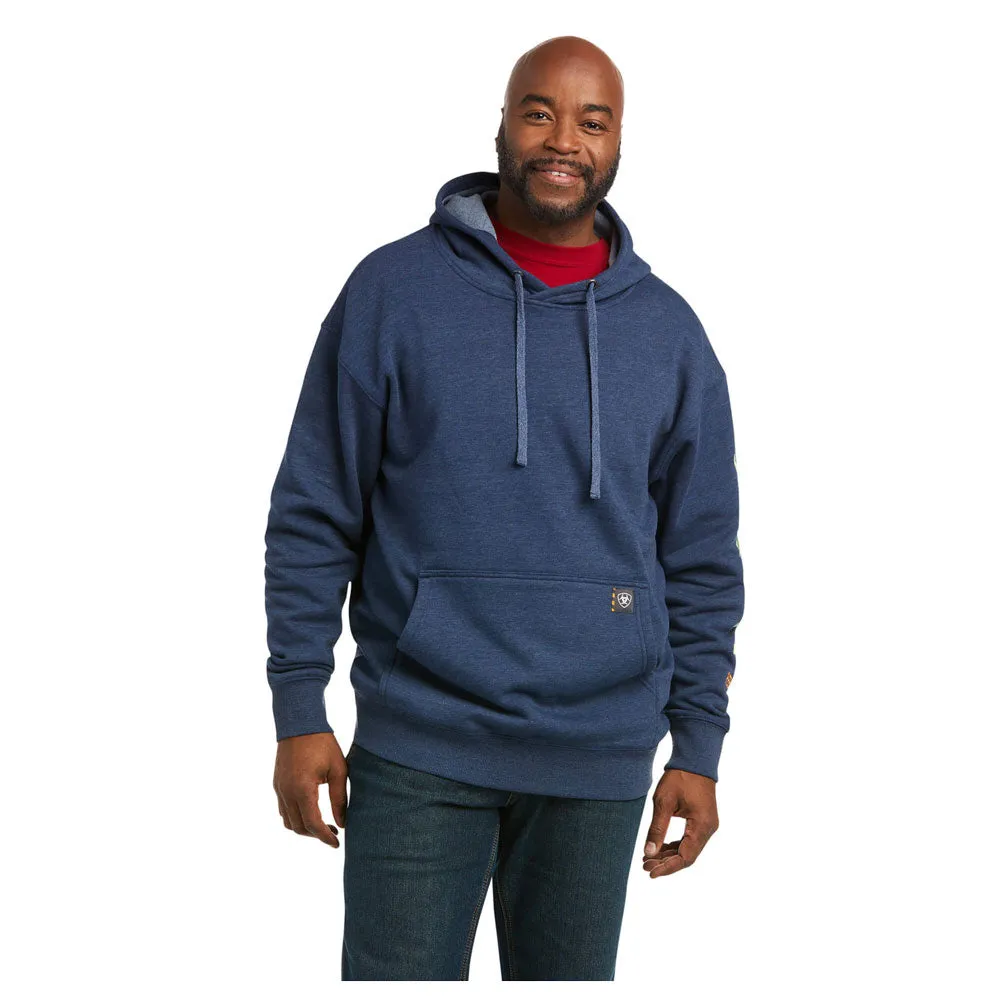 10037645 Ariat Men's Rebar Graphic Hoodie - Navy Heather / Lime