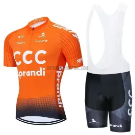 2020 Pro Team CCC Orange Cycling Jersey Bib Kit