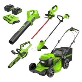 48V (2x24V) 21" Cordless Battery Self-Propelled Mower 5PC Combo Kit w/ (2) 5.0Ah Batteries & Chargers