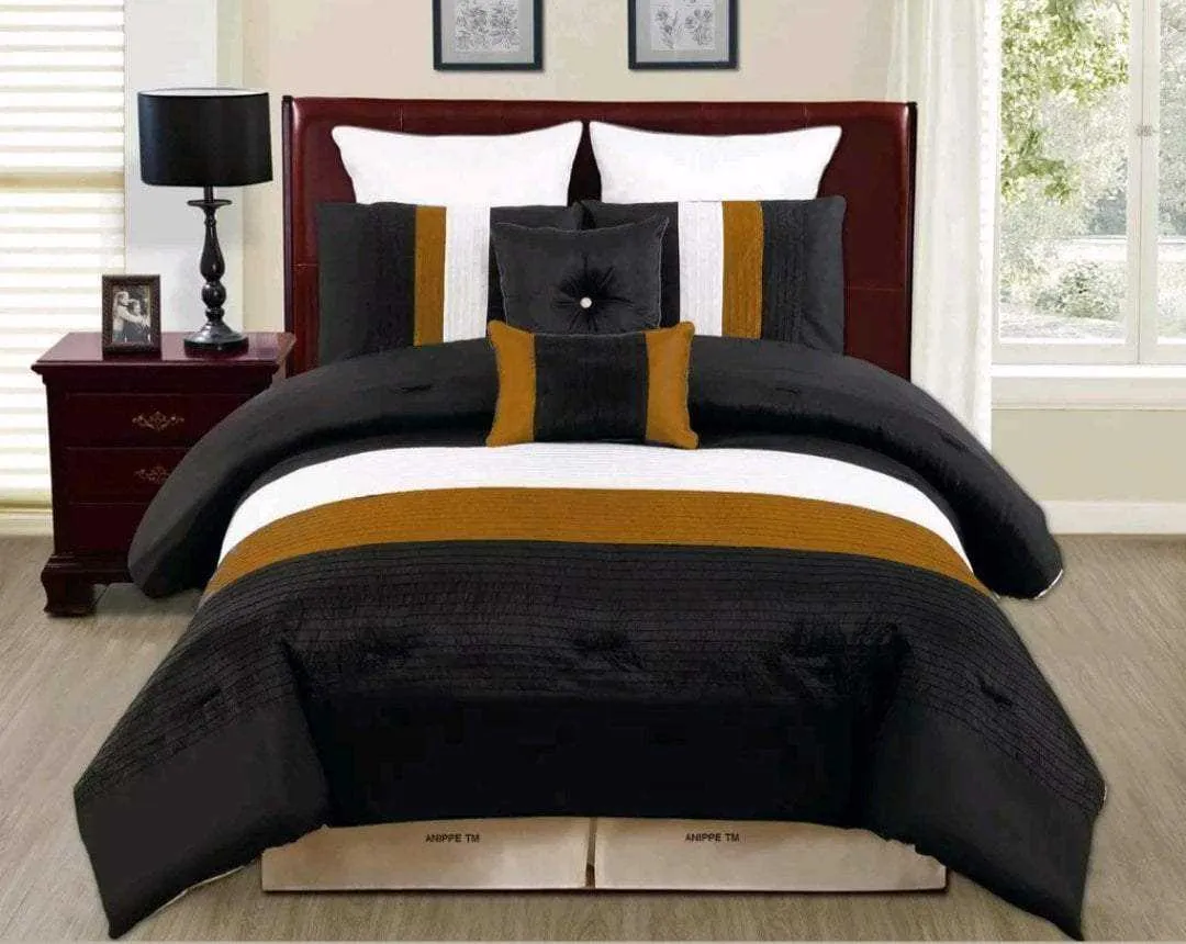 9 Pieces Bedding Sets - Brown & Black