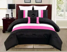 9 Pieces Bedding Sets - Pink & Black