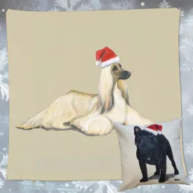 Afghan Hound Santa Pillow Cover