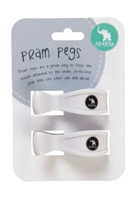 All 4 Ella - Pram Pegs - White