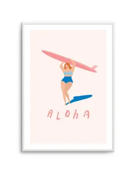 Aloha Surfer Girl Art Print