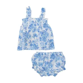 Angel Dear Ruffly Strap Top and Bloomer Set - Roses in Blue