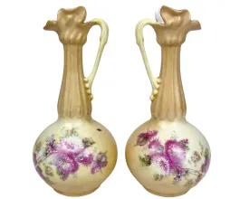 Antique Porcelain Ewer Vase Pair Unmarked German