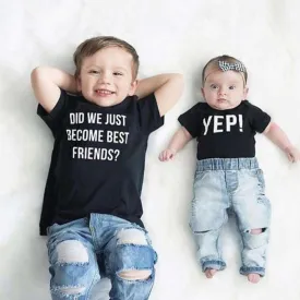 Best Friends, Yep! Matching Black Kids Tee & Bodysuit (MRK X)