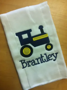 Burp Cloth Applique tractor