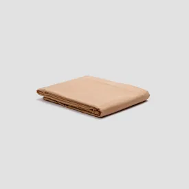 Cafe au Lait Washed Cotton Percale Flat Sheet