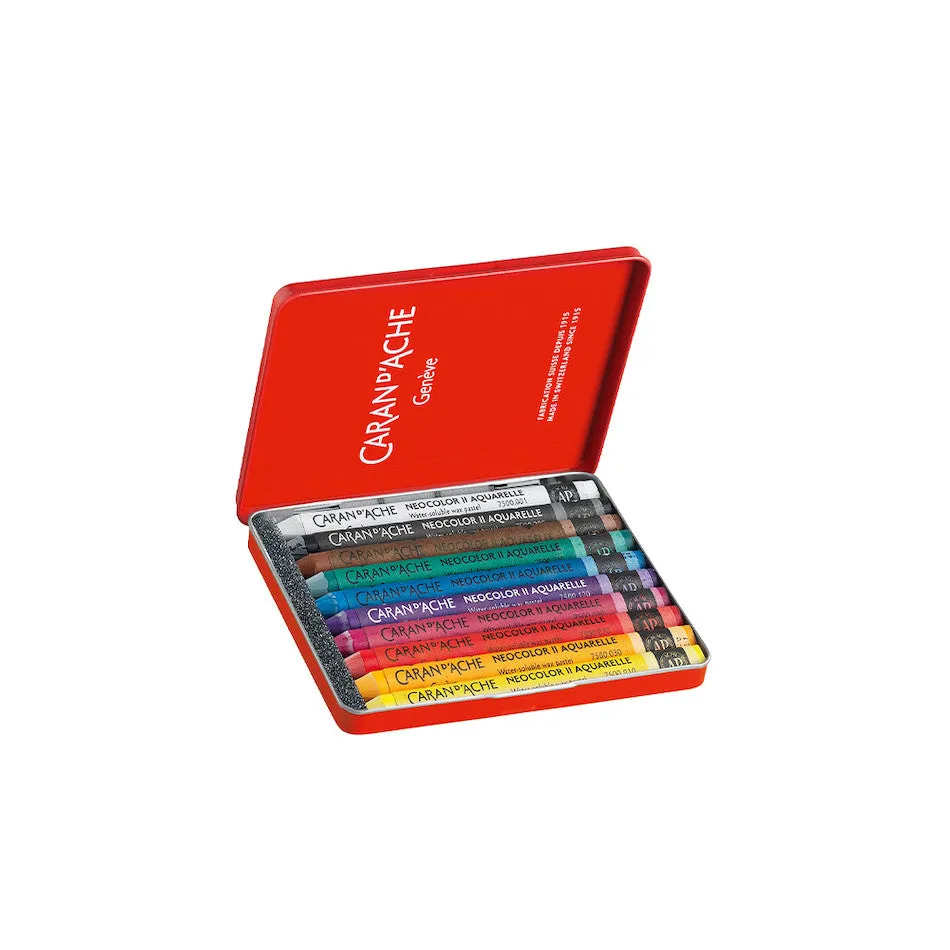 Caran d'Ache Neocolor II Water Soluble Wax Pastels Box of 10