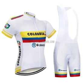 Colombia White Pro Retro Short Cycling Jersey Kit