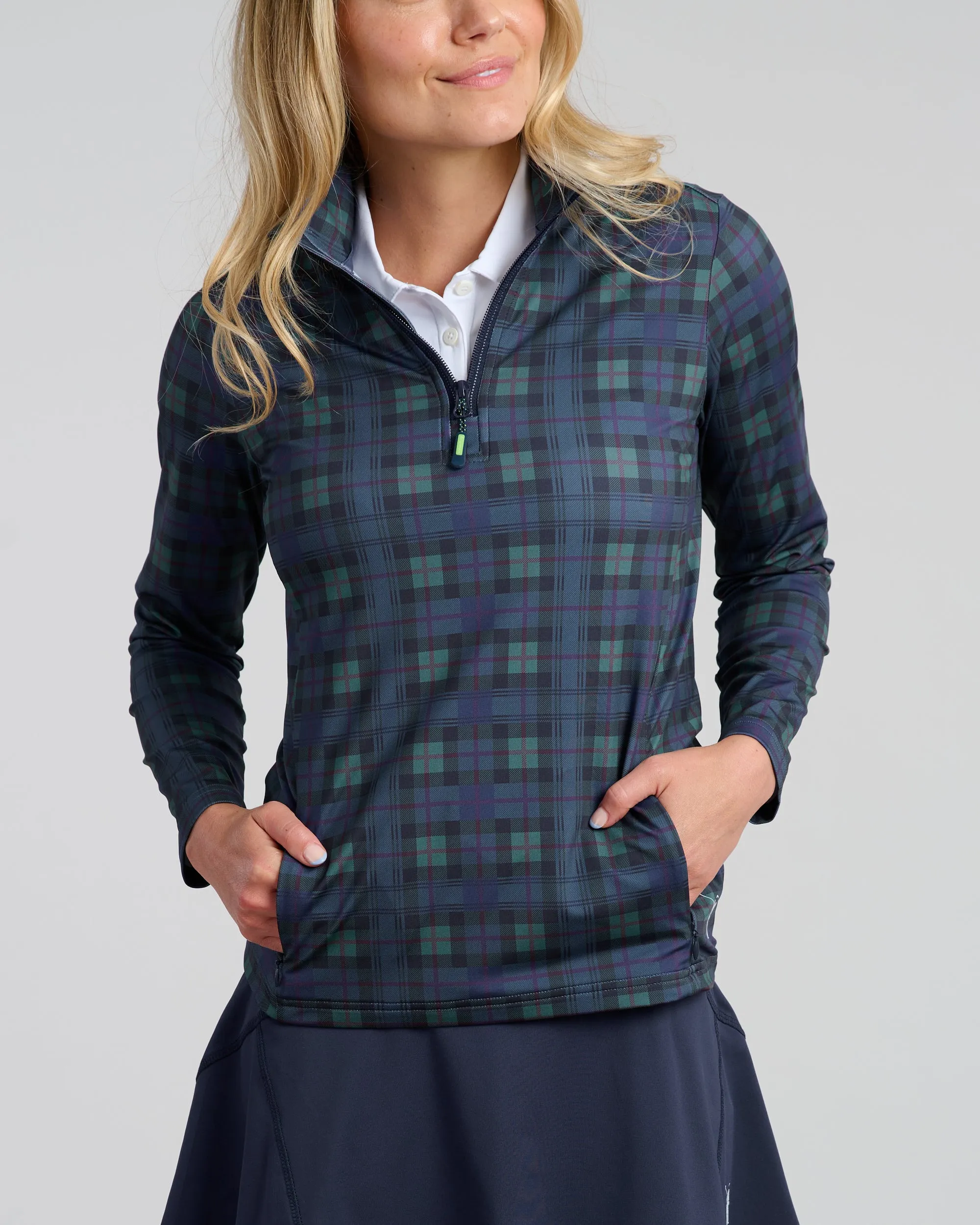 Dark Tartan Women's Chip Shot Pocket Pullover