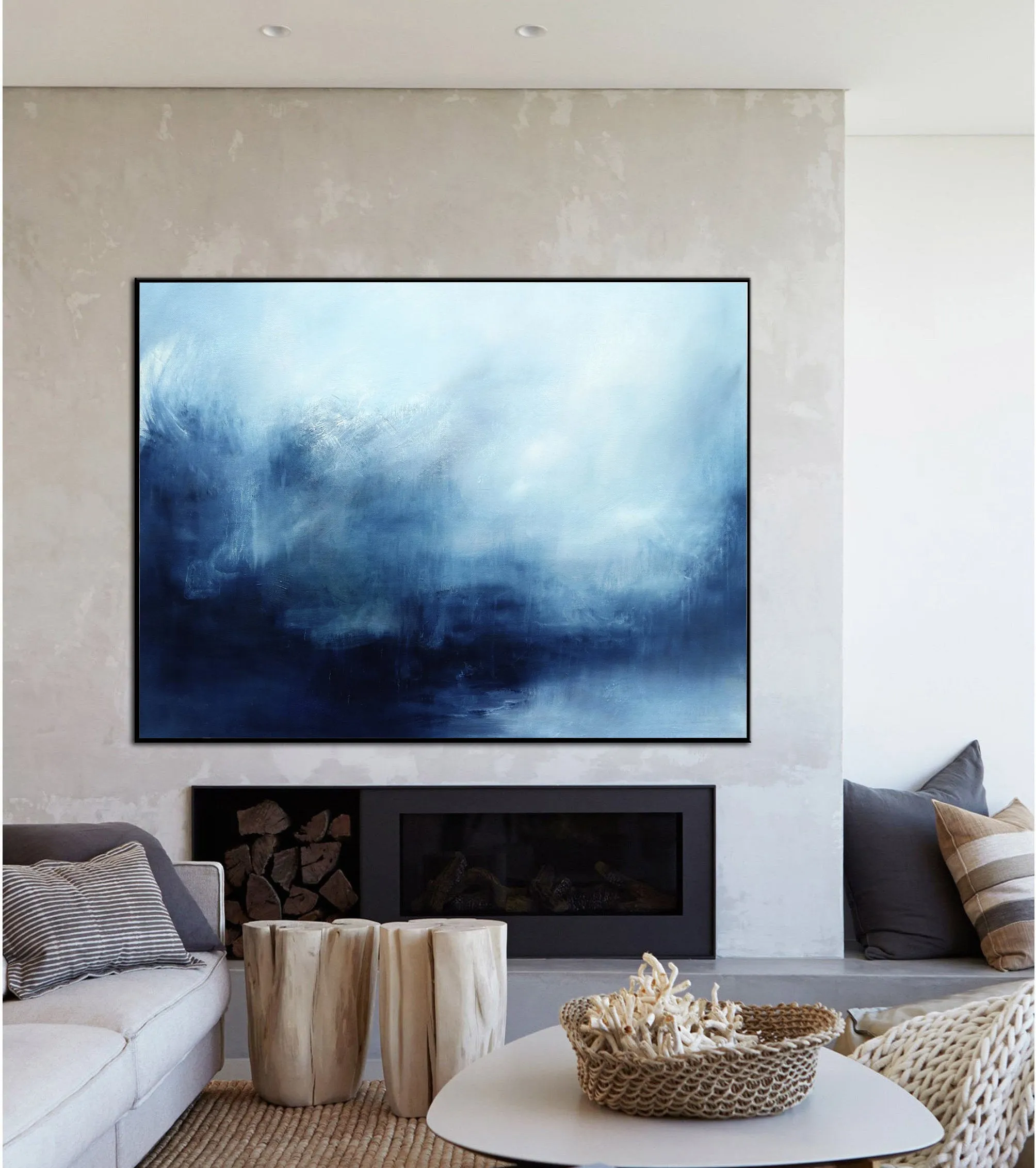 Deep Blue Sea Landscape Painting Abstract Landscape Art Dp092