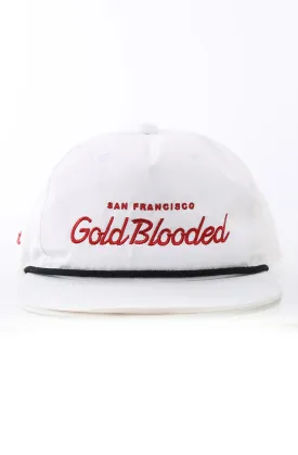 Gold Blooded Script (White Snapback Cap)