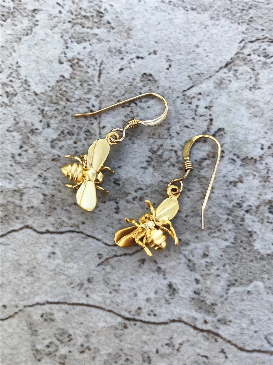 Golden Honey Bee Earrings