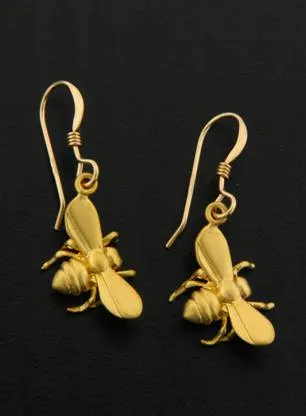 Golden Honey Bee Earrings