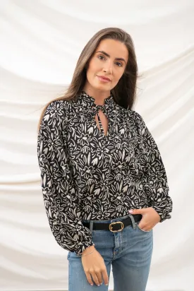 Grace Blouse - Black Floral