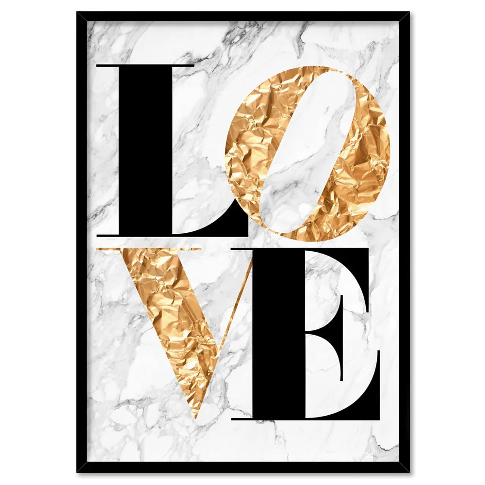 Iconic Love in faux gold & white marble - Art Print