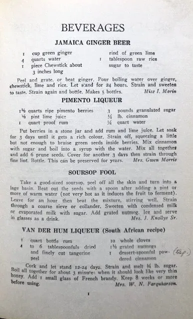 (Jamaican) Jamaica Society for the Blind.  Recipe Round-Up: A Book of Favourite Recipes, collected in Mandeville and sold in aid of the Jamaica Society for the Blind.