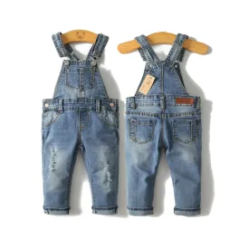 Little Unisex Toddler Ripped Denim Cute Slim Pants Jean Overalls