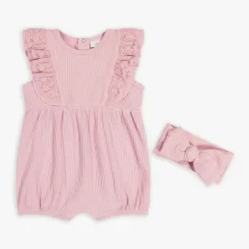 Mauve Rib Romper & Headband Set