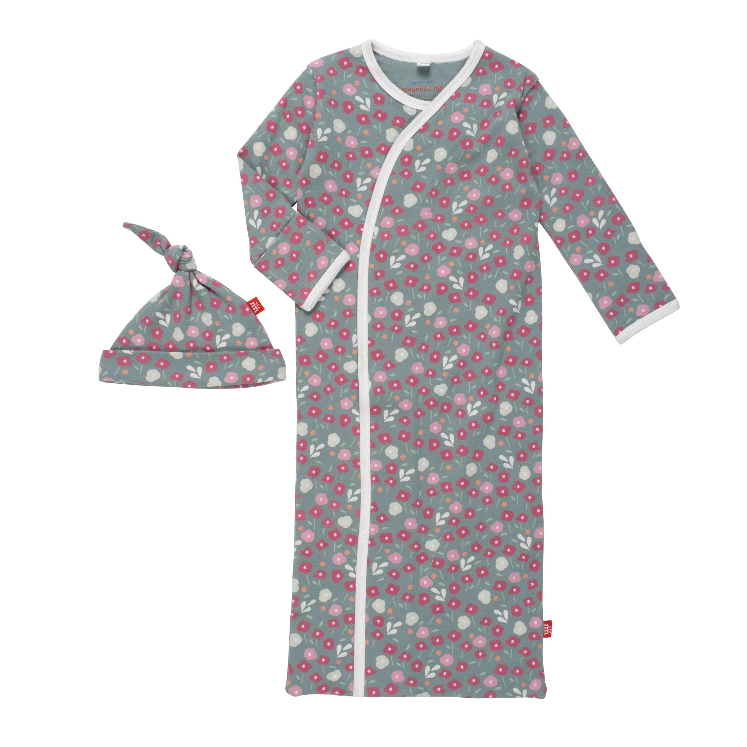 wren organic cotton magnetic cozy sleeper gown   hat set